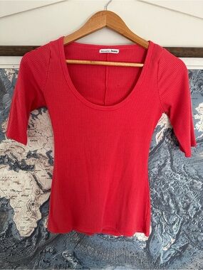 Reformation Delia Scoop Neck Ribbed Top Size Small